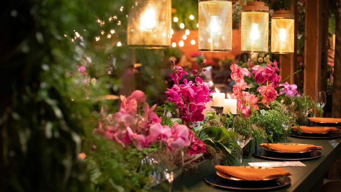 Warm floral tablescape