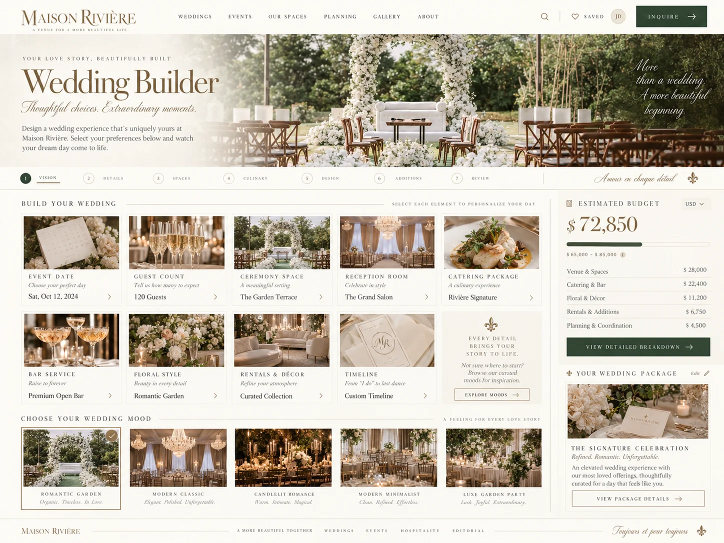 Wedding Builder interface concept